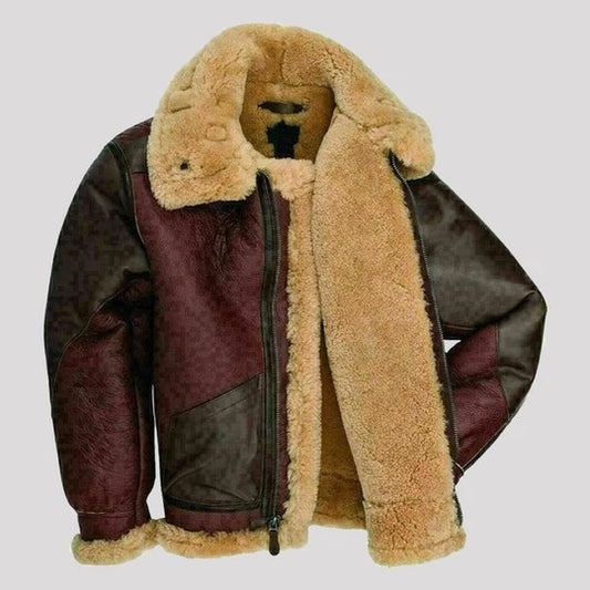 Men's Heritage Maroon B3 Aviator Shearling Jacket