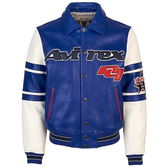Stars & Stripes Iconic Americana Avirex Blue Leather Jacket