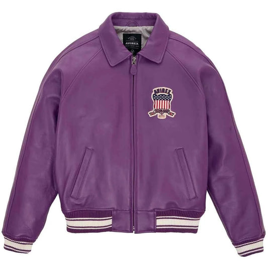 Men’s Avirex Icon Bomber Burgundy Leather Jacket