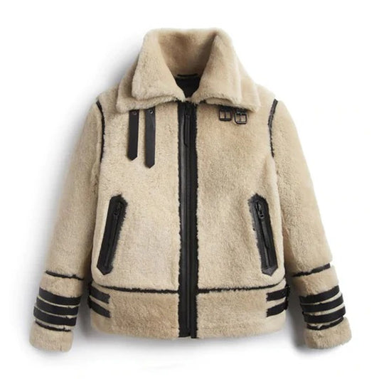 Men's Alpine Off-White Shearling Stripe Jacket