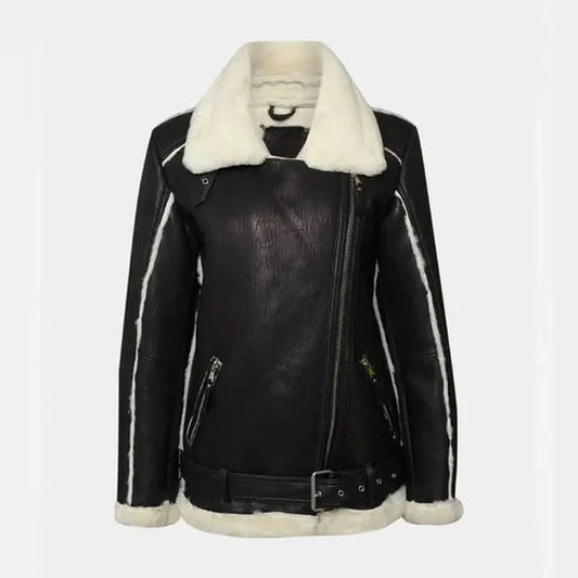 Women's Midnight Oversized Shearling Leather Jacket