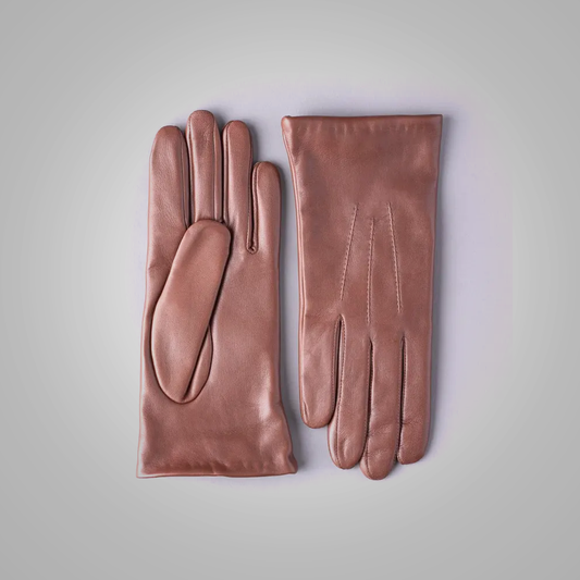 Women New Becky Classic Leather Genuine Gloves in Cork