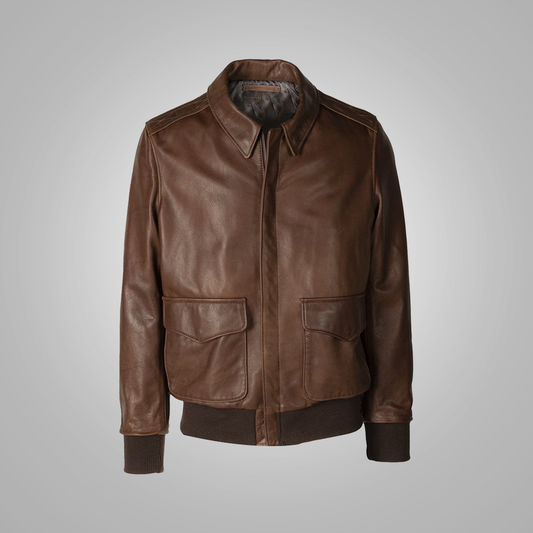 A-2 Brown Lambskin Aviation Jacket for Men – Leather Flight Style