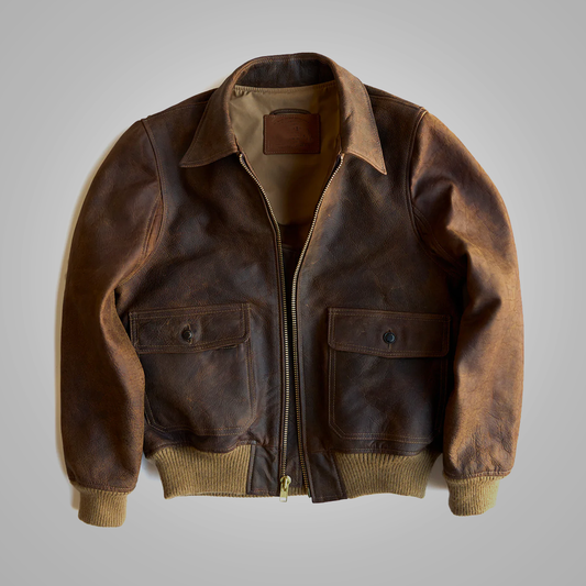 RAF Inspired Men’s Flying Cowhide Motorcycle Jacket – Brown Leather | Leather Elites