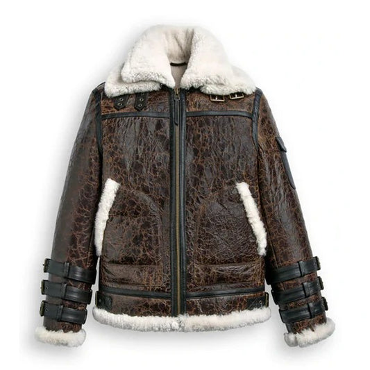 Men's Vintage Double-Tone Shearling Aviator Jacket