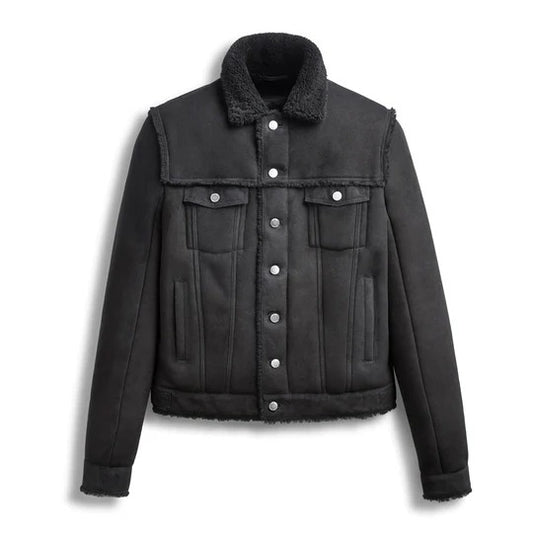 Men's Midnight Suede Shearling Trucker Jacket
