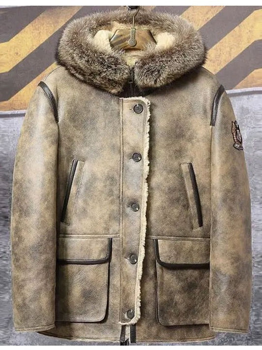 Men's Arctic Hooded Shearling Leather Jacket