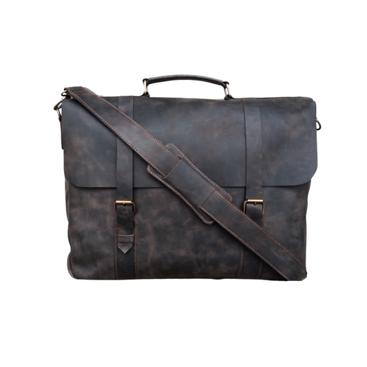 Choco Leather Laptop Bag 15.6" Messenger Bag | Handcrafted Cow Leather