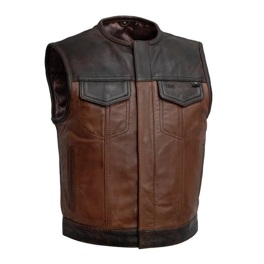 Lowside Gunner Men’s High-Quality Leather Biker Vest