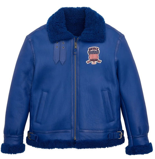 Avirex B3 Mazarine Blue Shearling Leather Jacket – Authentic & Premium!