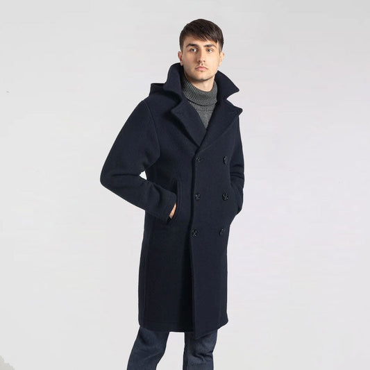 Men Dark Blue Peacoat – Long Fleece Style