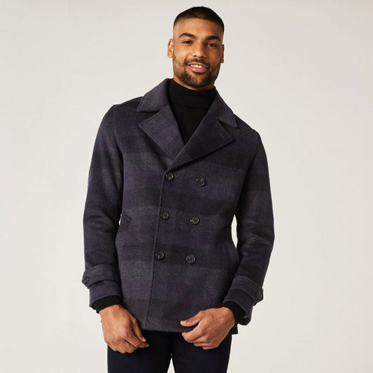 Classic Dark Navy Naval Wool-Blend Peacoat for Men – Leather Elites