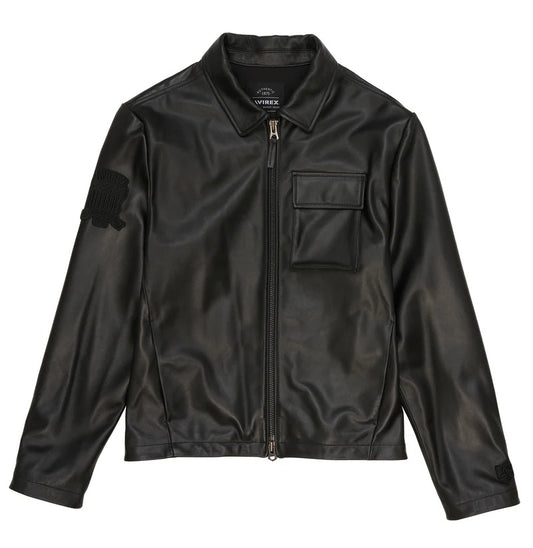 Avirex Leather Aviator Shirt Jacket