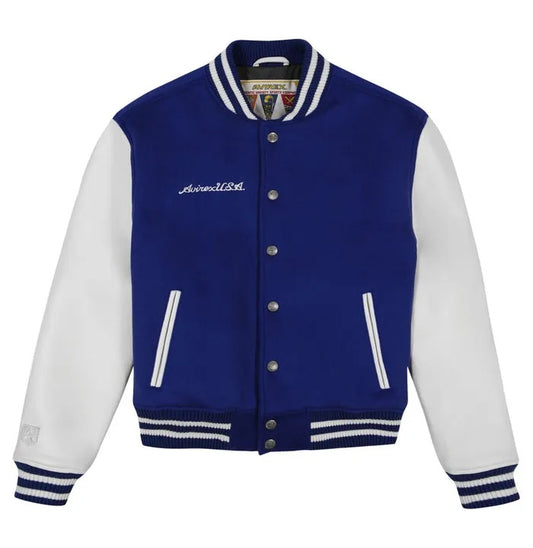 Avirex Wool Mazarine Blue Leather Varisty Jacket
