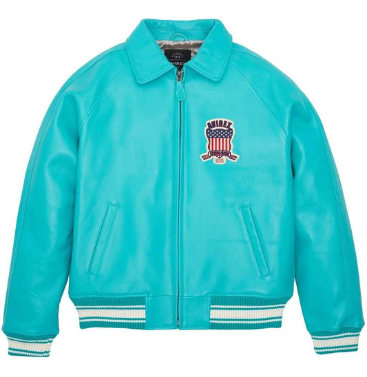 Men’s Avirex Icon Bomber Turquoise Leather Jacket