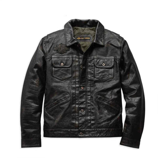 Harley-Davidson Men’s Digger Slim Fit Washed Leather Jacket