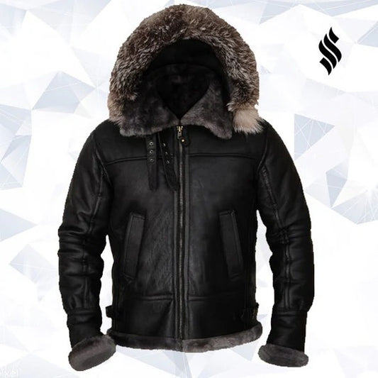 Men's Arctic Hooded Shearling Leather Jacket