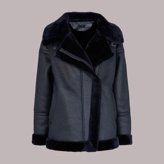 Women's Midnight Luxe Faux Shearling Biker Jacket