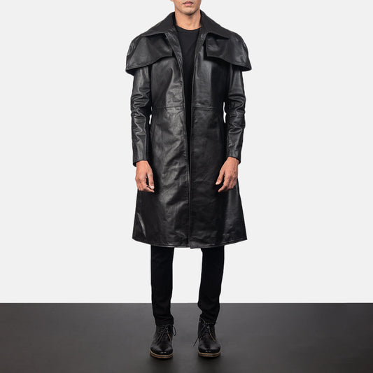 Men Black Leather Duster – Classic Cowhide Style | Leather Elites