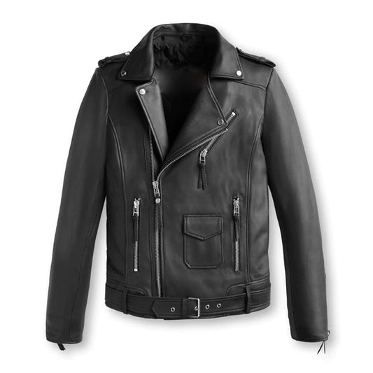 Men Biker Jacket in Genuine Leather – Classic Moto Outerwear | Leather Elites
