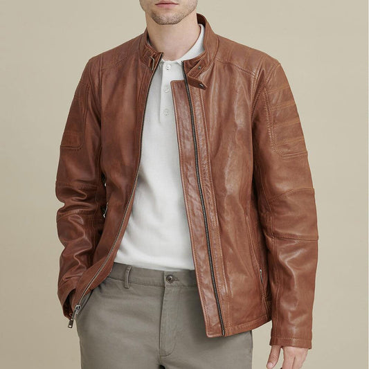 Men Brown Hide Moto Riding Coat – Biker Style Outerwear | Leather Elites