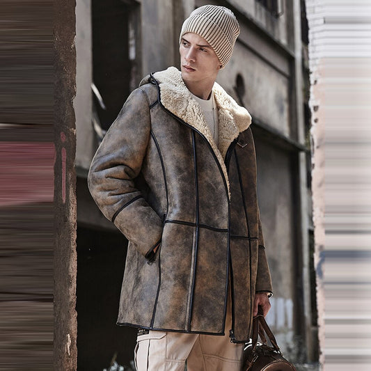 Men RAF B7 Aviator Coat – Hooded Leather Flight Outerwear | Leather Elites