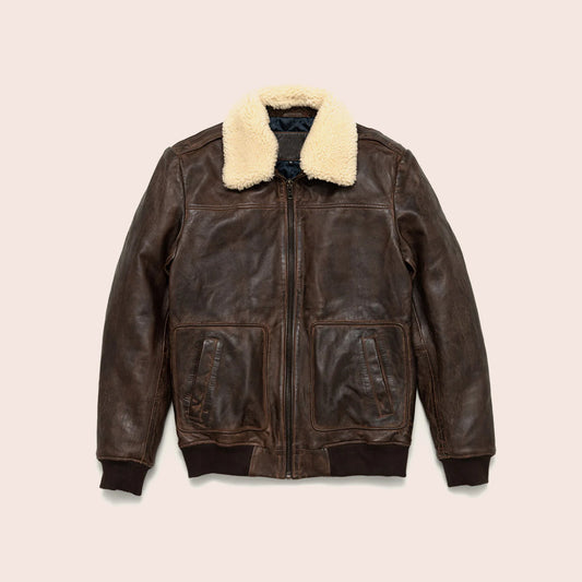 Men Classic Brown A2 Lambskin Flight Jacket – Bomber Edition | Leather Elites