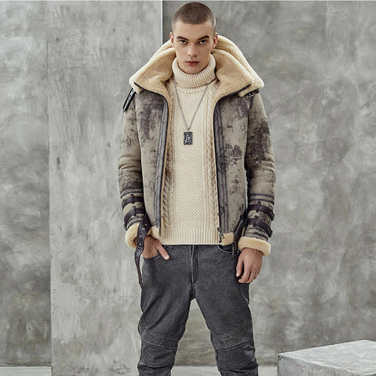 RAF Inspired Men Double-Collar Flying Jacket in Waxed Leather – 2022 Edition