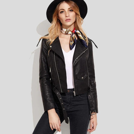 Cora Admiring Black Leather Jacket