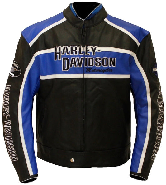 Harley Davidson BLUE Cruiser Leather Jacket