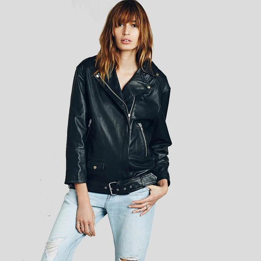Hazel Stylish Black Leather Jacket