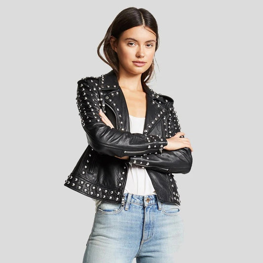 Luna Black Studded Leather Jacket