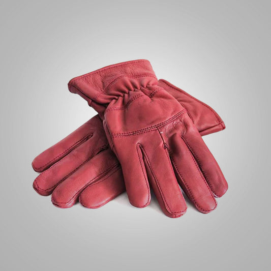 Men's Dark Red Perfect Leather Gloves