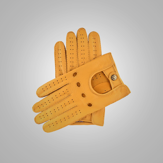 New Men Genuine Leather Driving Gloves