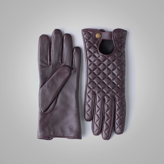 New Women Berry Leather Driving Gloves