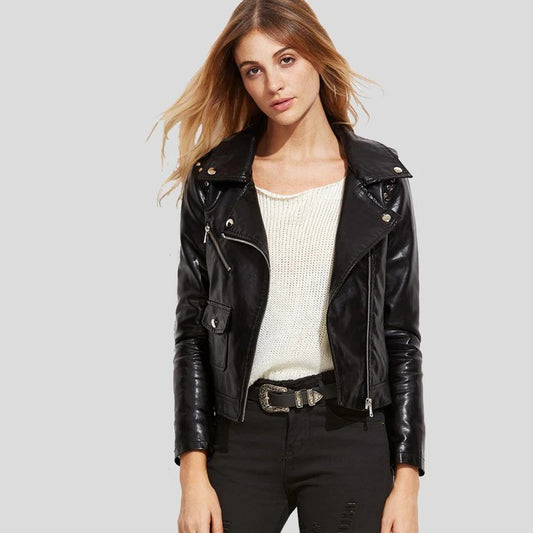 Rubi Shining Black Leather Jacket