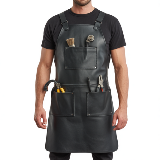 Black Blade Bond Welding Leather Apron - Leather Elites