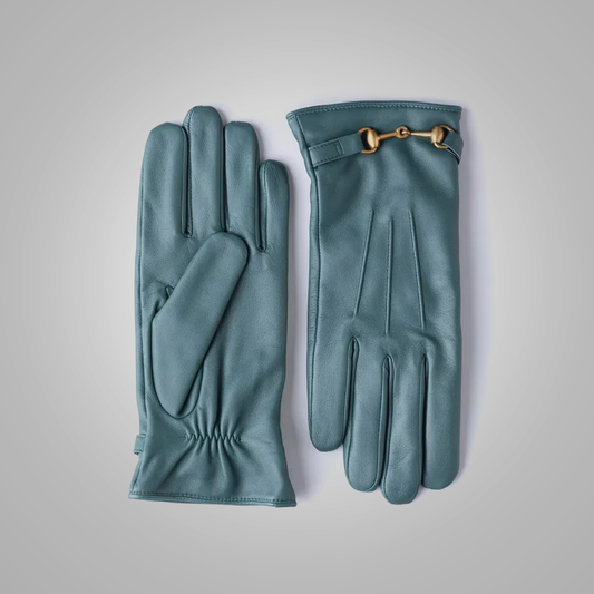 Women Serpentine Green Leather Gloves