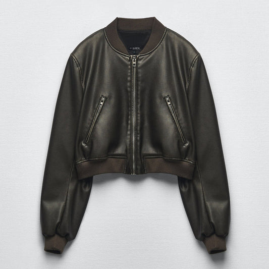 Women's Black Aviator A1 Bomber Leather Jacket