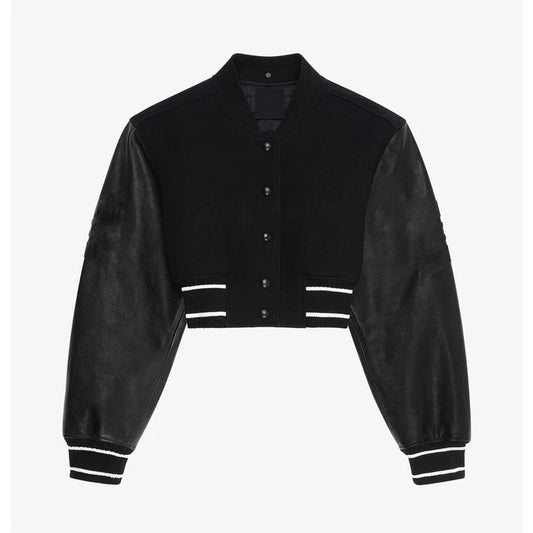 Women's Stylish Black Aviator Leather Bomber Jacket