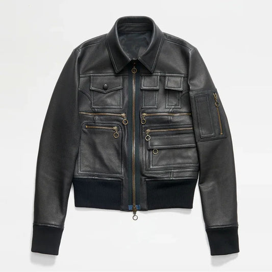 Women's Black B3 Aviator Motorbike Leather Bomber Jacket