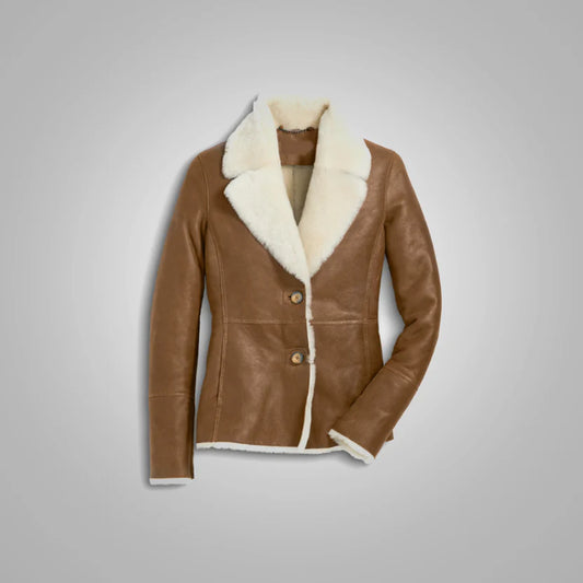 Women's Brown B3 Pilot Leather Aviator Jacket