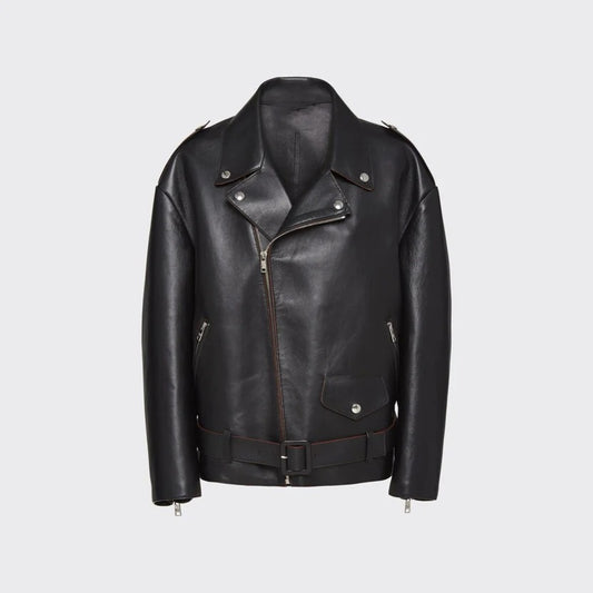 Women's Pitch Black Lambskin Leather Biker Jacket