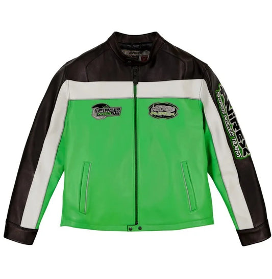Men’s Avirex Lone Wolf Lime Green Leather Jacket