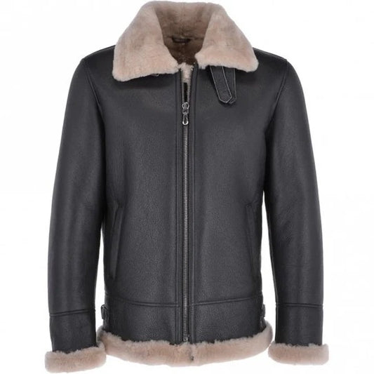 Men's Midnight Shearling Leather Bomber Jacket