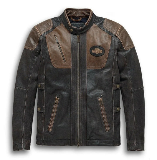 Men Harley Davidson Triple Vent Trostel System Motorcycle Vintage Leather Jacket