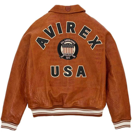 Men’s Avirex Croc Icon Brown Leather Jacket