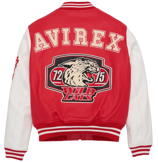 Avirex Red Wildcat Varsity Leather Jacket