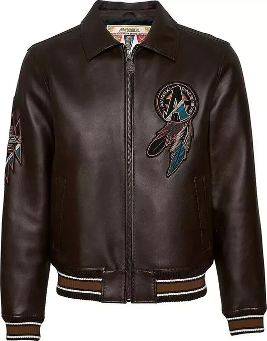 Men’s Avirex Brown American Buffalo Legends Leather Bomber Jacket