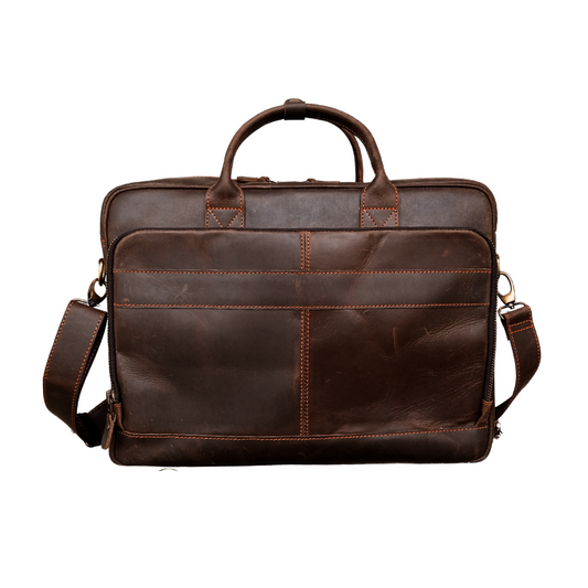 Vintage Dark Brown Leather Laptop Bag 14", 15", 16" Laptop Compatible